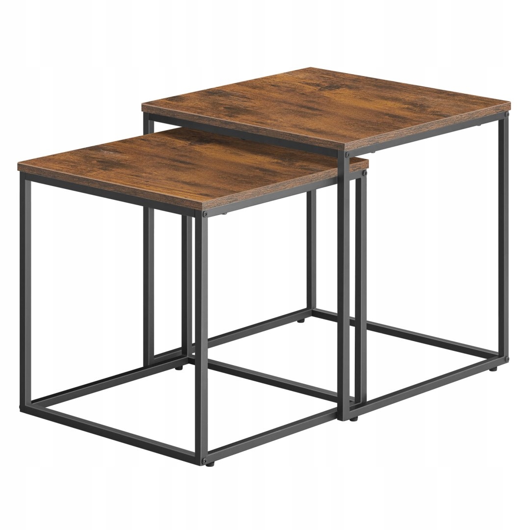 Konferenčný stolík štvorcový 2ks rustikálny čierne nohy