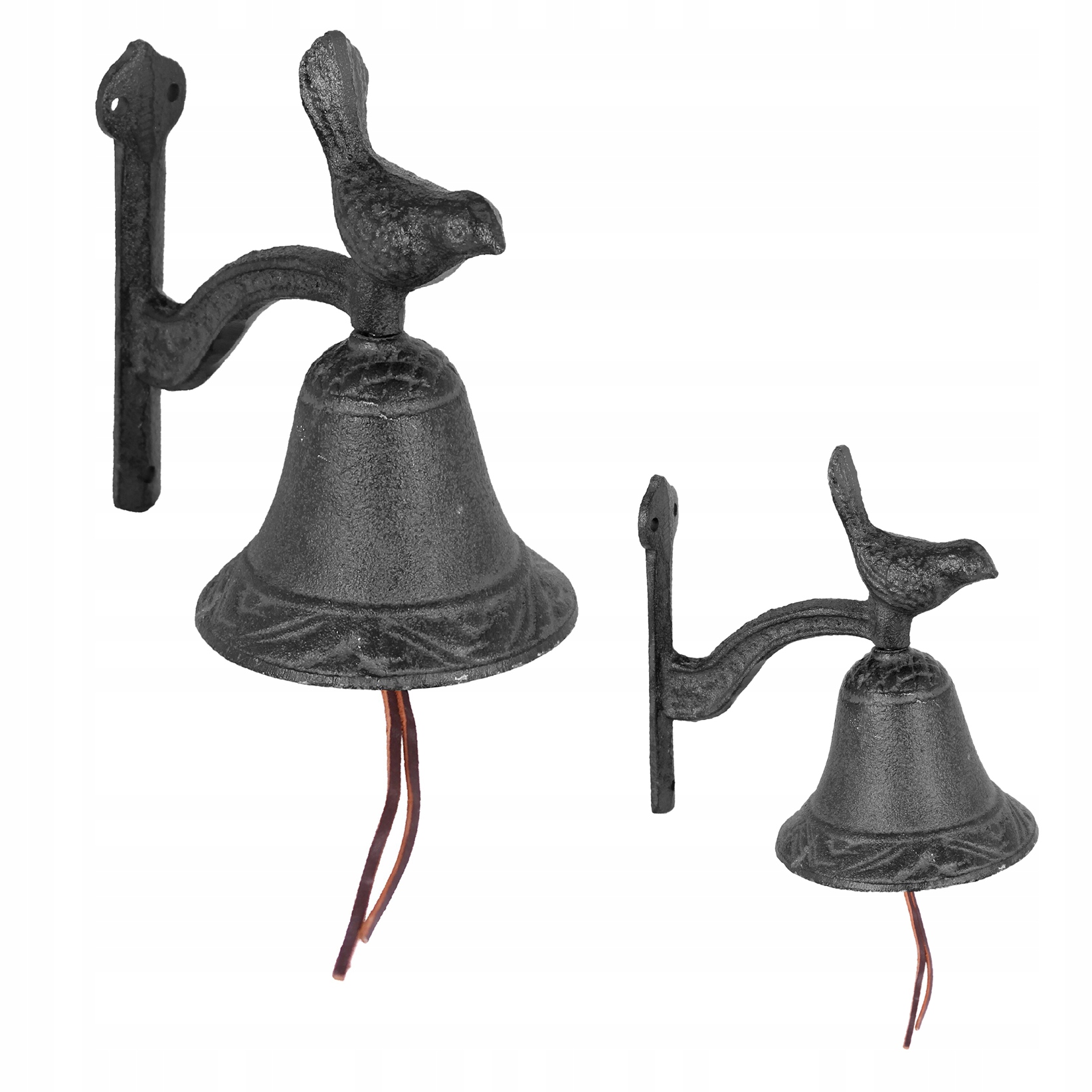 Zahradní Zvonek Litinový Pták černý ozdobný nástěnný zvonek, pevný