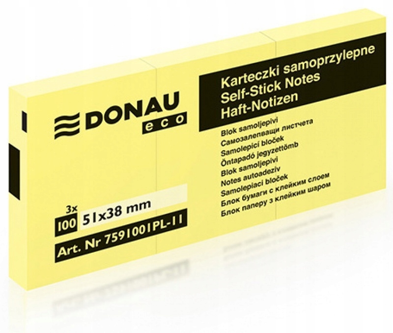 

Bloczek karteczki samoprzylepne 51x38mm 3szt Donau