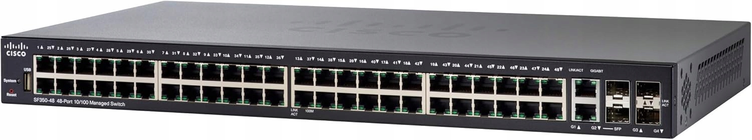 Cisco switch spravovatelný 48x PoE 4x Sfp 10/100 GbE Lan SF350-48-K9-EU