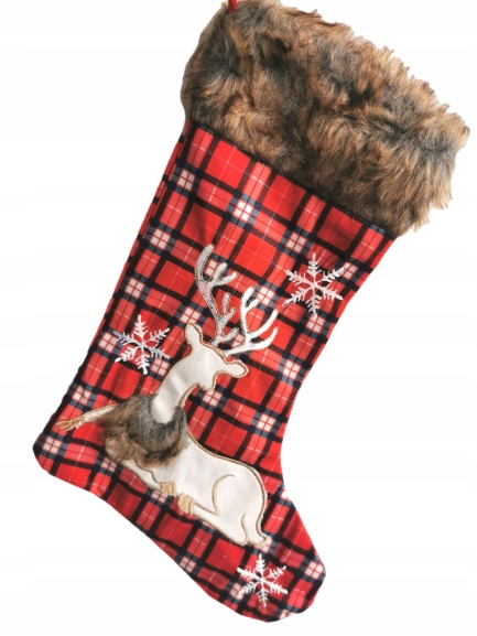 

Skarpeta świąteczna na prezenty na kominek Krata