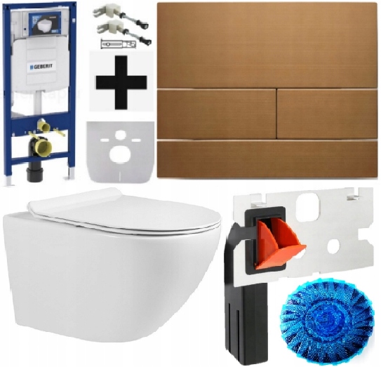 Stelaż Wc Geberit Duofix UP320 miska deska przycisk Stal T2 11 złoty Fresh