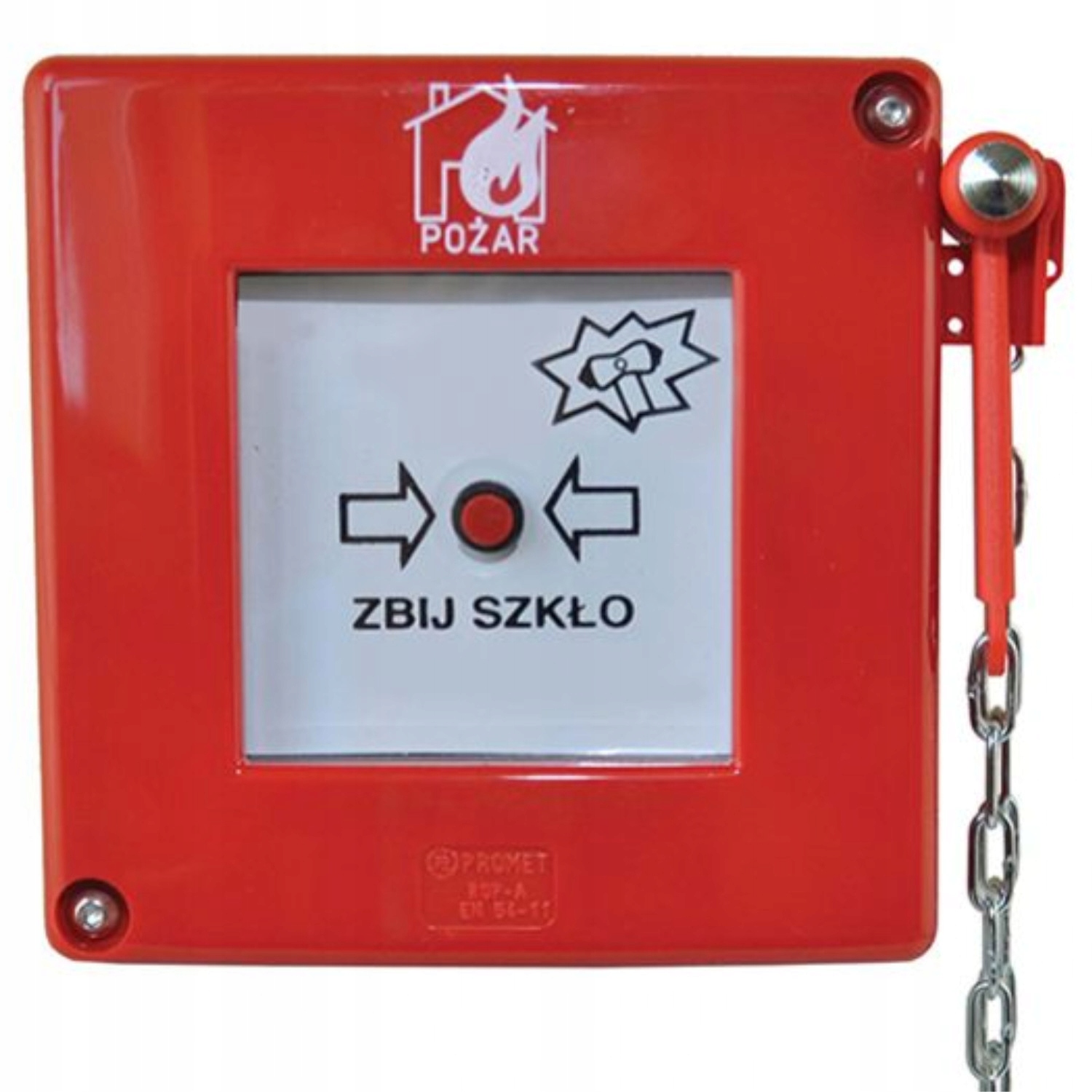 Wyłącznik Alarmowy P.poż N-t Styki 1NO-1NC Z Szybką I Młotkiem (p-poż) Prom