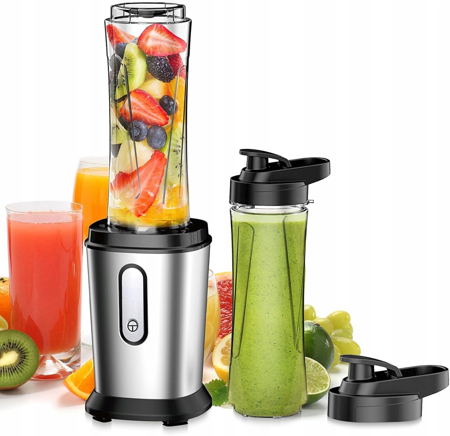 Qxmcov Blender 500W Mini Smoothie Maker 2x600ml BPA Free Stal Nierdzewna — miniatura 12
