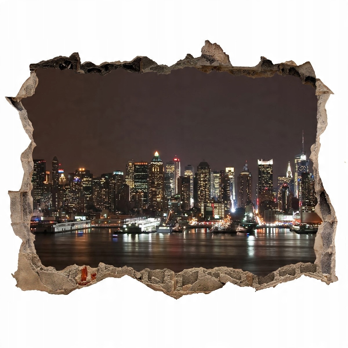 

Fototapeta dziura na ścianę 3d Nowy Jork nocą