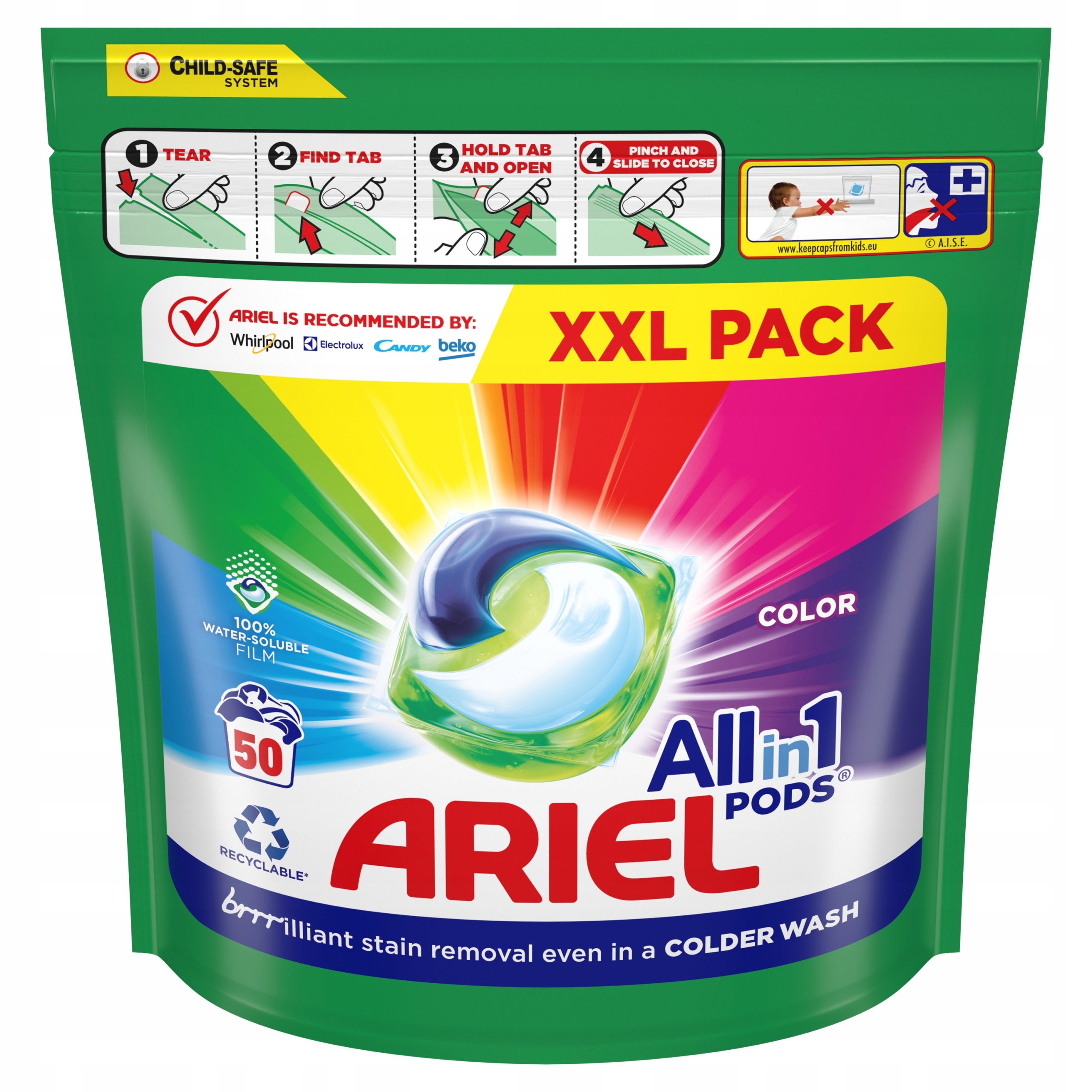 Levně Kapsle na praní do barvy Ariel All in 1 Color 50 kusů