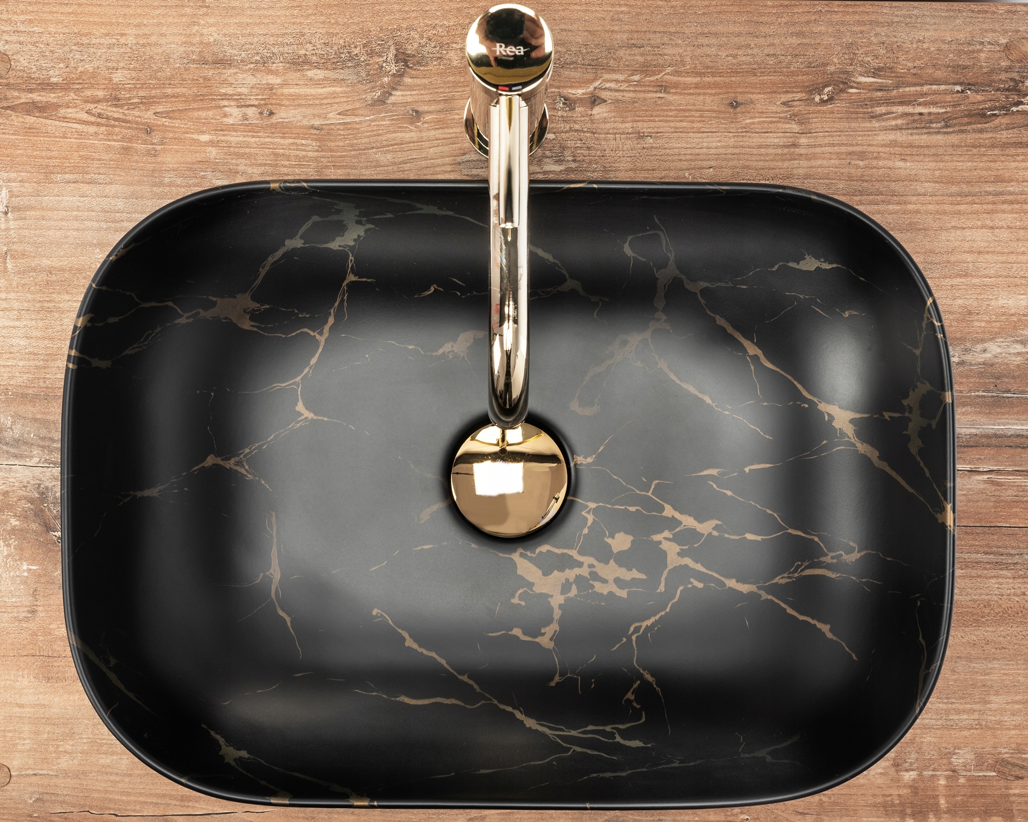 BELINDA BLACK MARBLE MAT umývadlo na dosku - REA Obdĺžnikový typ