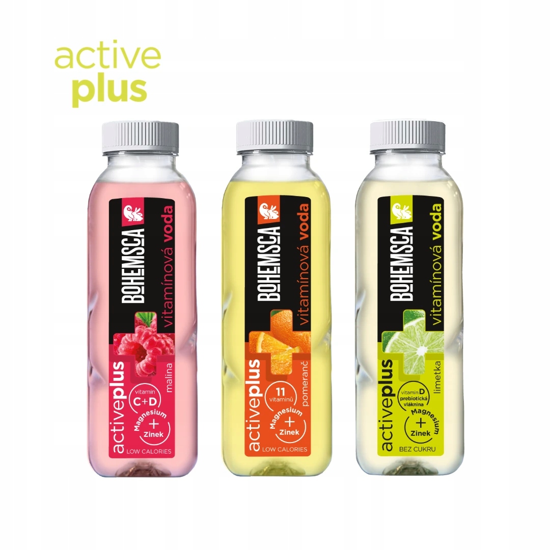 Levně Bohemsca Active Plus vitamínová voda MIX 390 ml 15 ks
