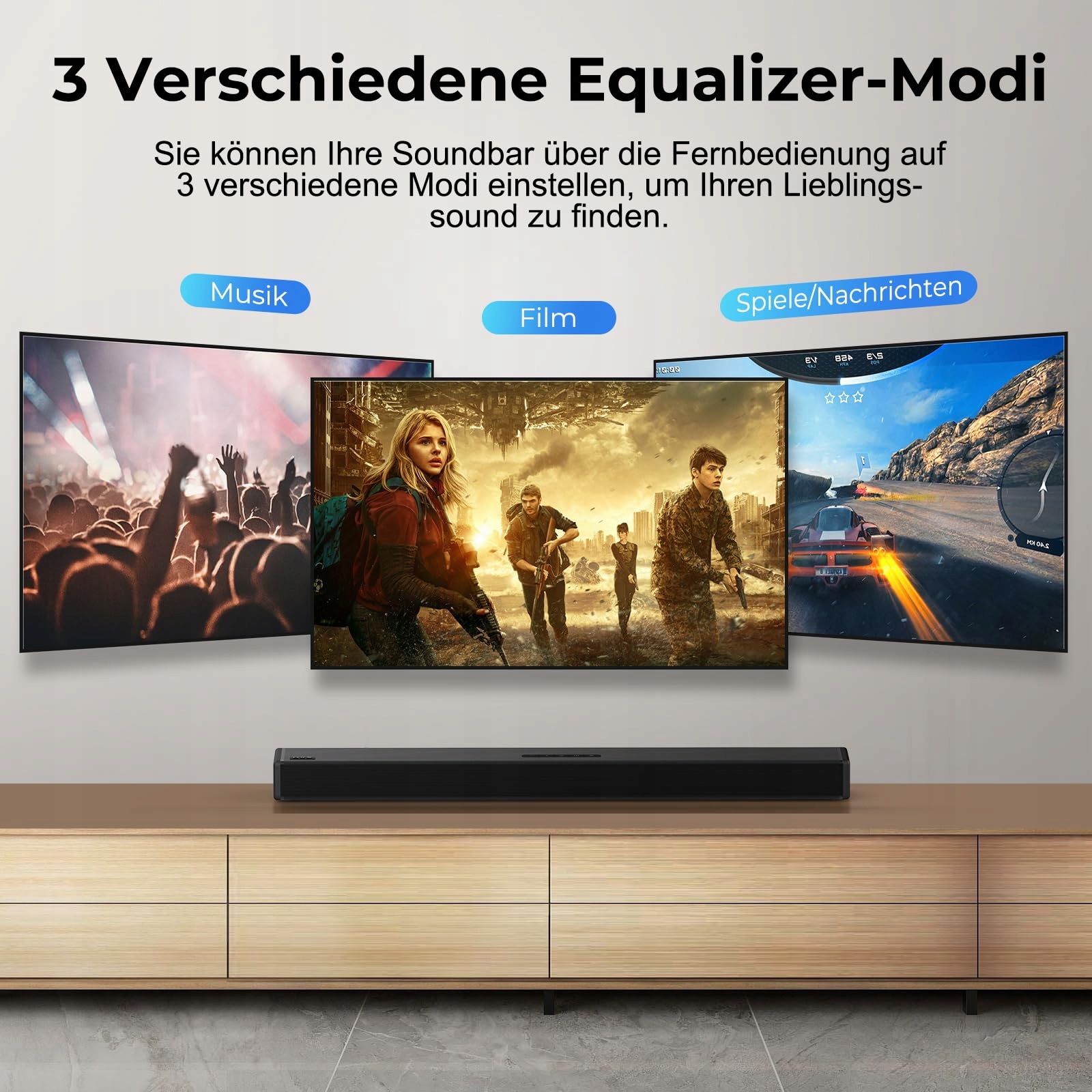 OXS Soundbar Do Telewizora Bluetooth 5.0 3D Surround Bass Montaż Na Ścianie — miniatura 3