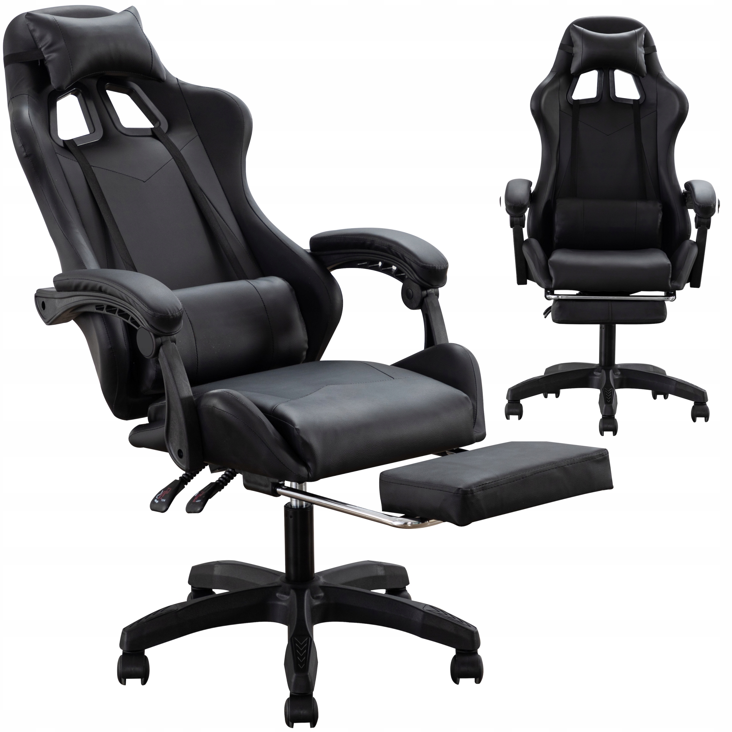 Fotel Gamingowy z Ekoskóry Obrotowy Dla Gracza Kubełkowy Czarny