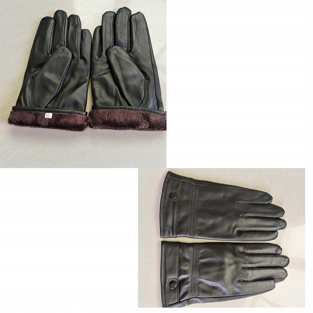 SKÓRZANE RĘKAWICZKI CIEPŁY ZIMA WNĘTRZE POLAROWE Kolor dodatkowy czarny