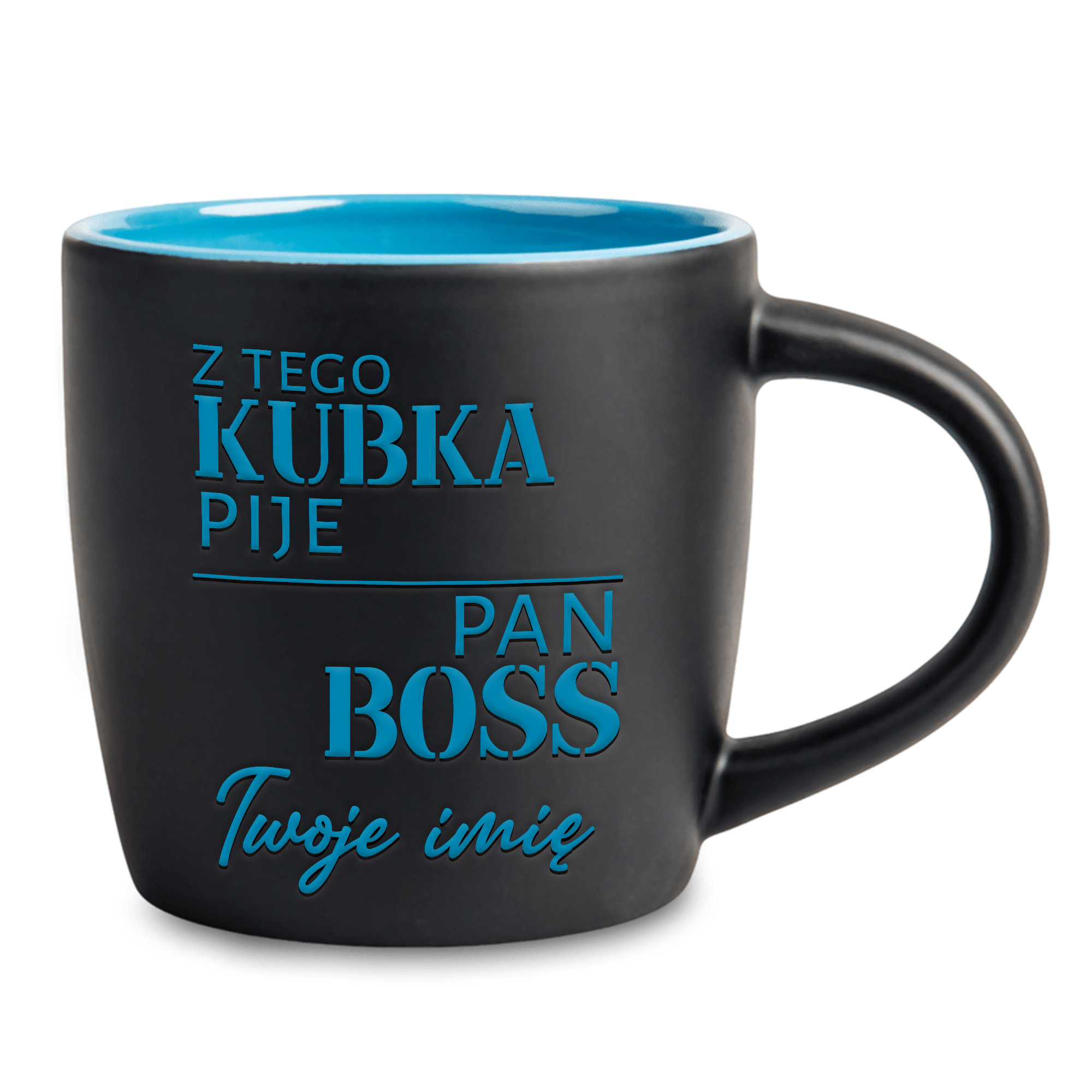 Hrnček Grawer Modrý Mat Z Tohto Hrnčeka Pije Pán Boss *meno* Pre Kawosza