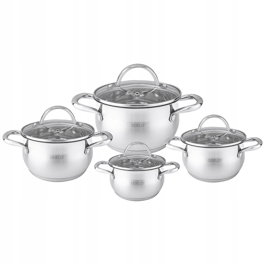 Sada Hrnců S Poklicemi Komplet Z Nerezové Oceli Indukce Plyn 4 El.