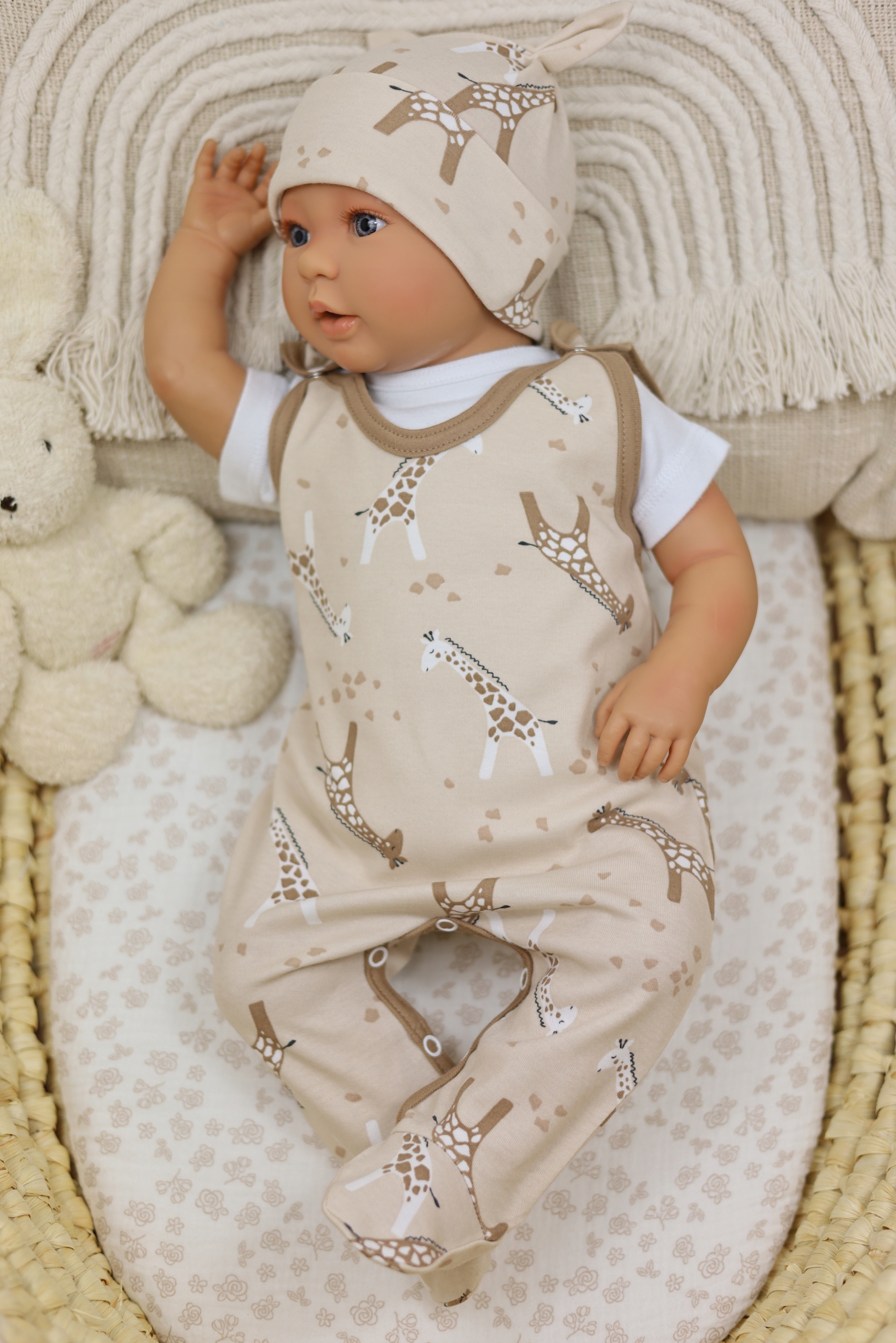 ŚPIOCHY NIEMOWLĘCE ŚPIOSZKI BAWEŁNIANE ROZPINANE r.68 GIRAFFE /4/ Rozmiar (new) 68 (63 - 68 cm)