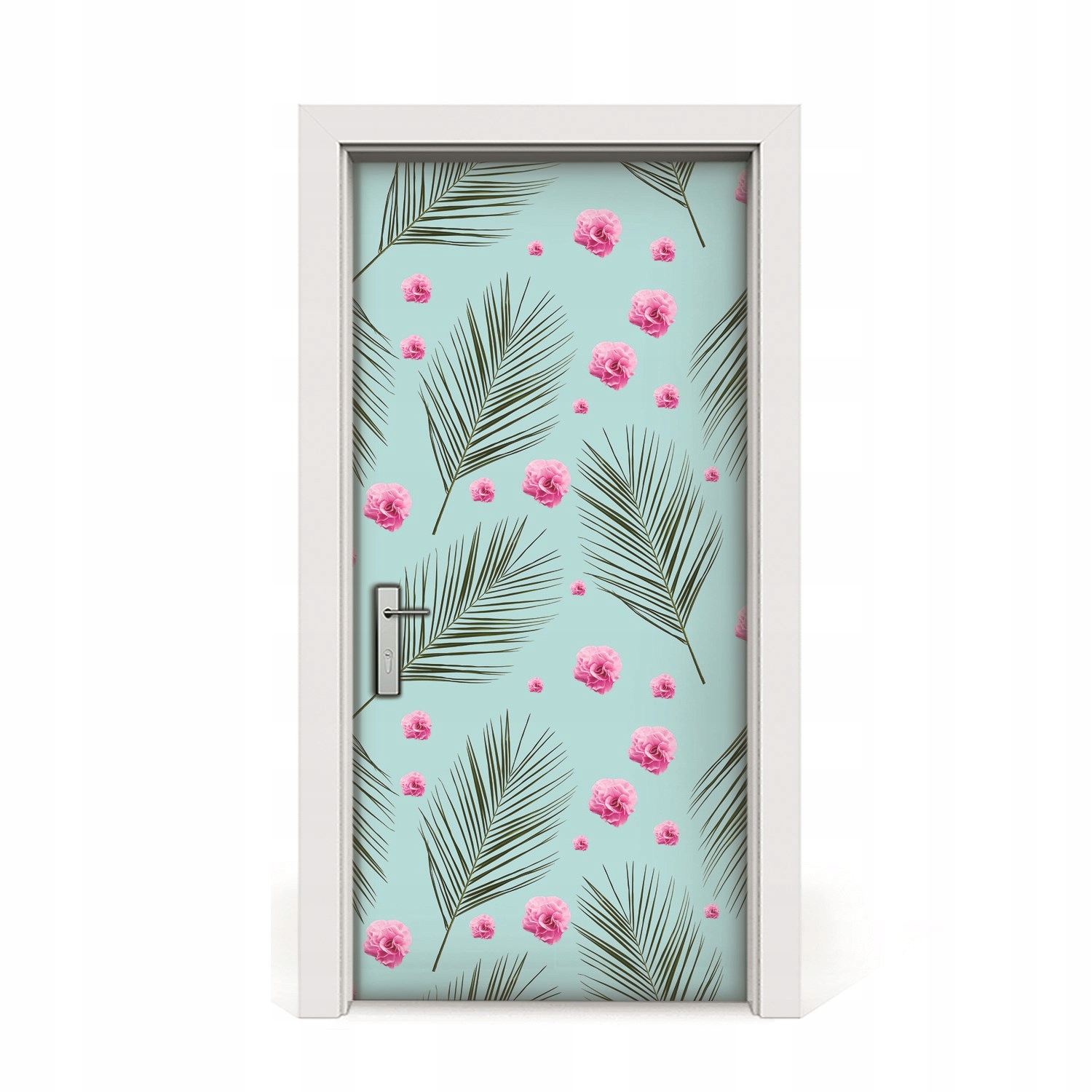 

Naklejka na drzwi Liście i różowe kwiaty 95x205