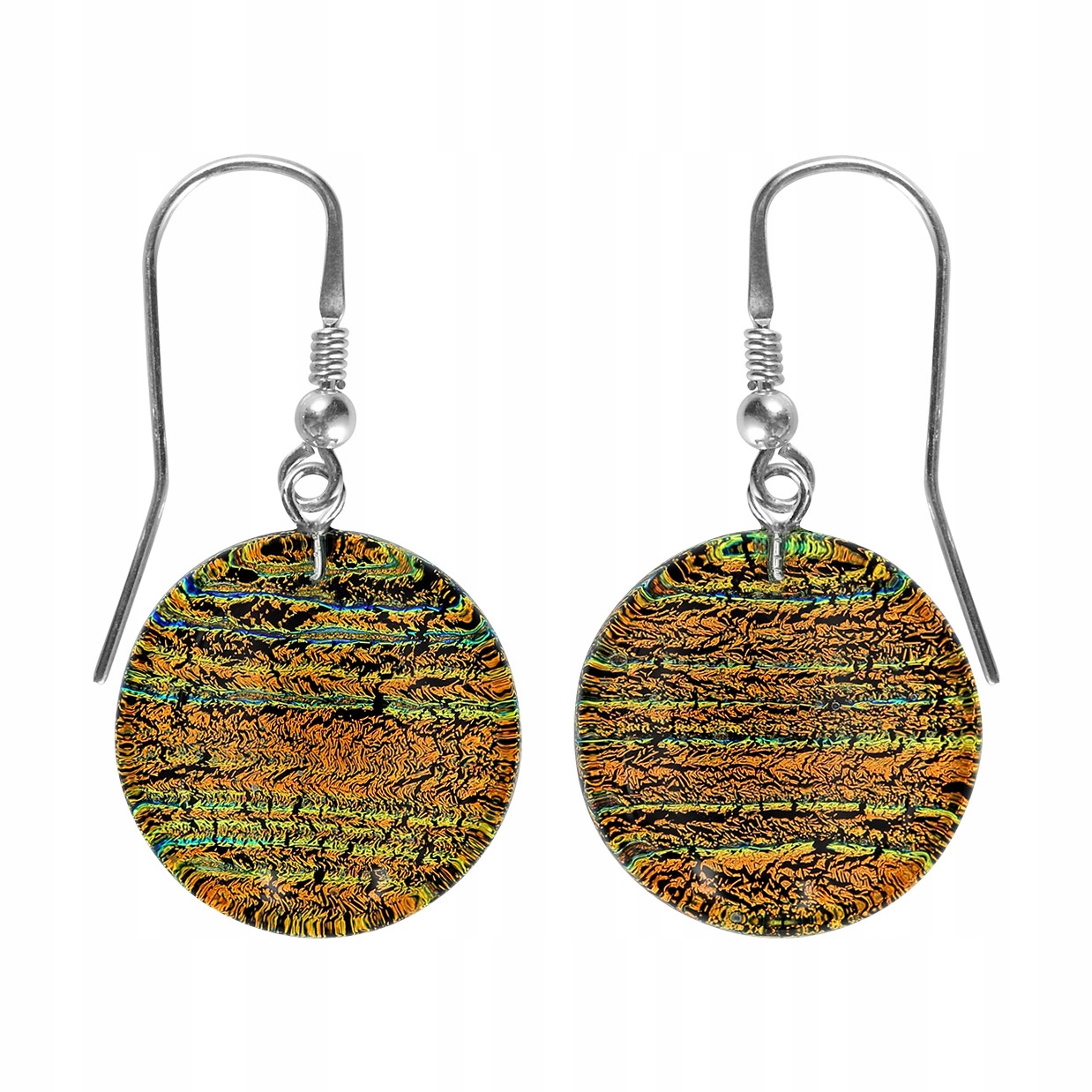 Náušnice Harf oranžové sklo murano kolečko