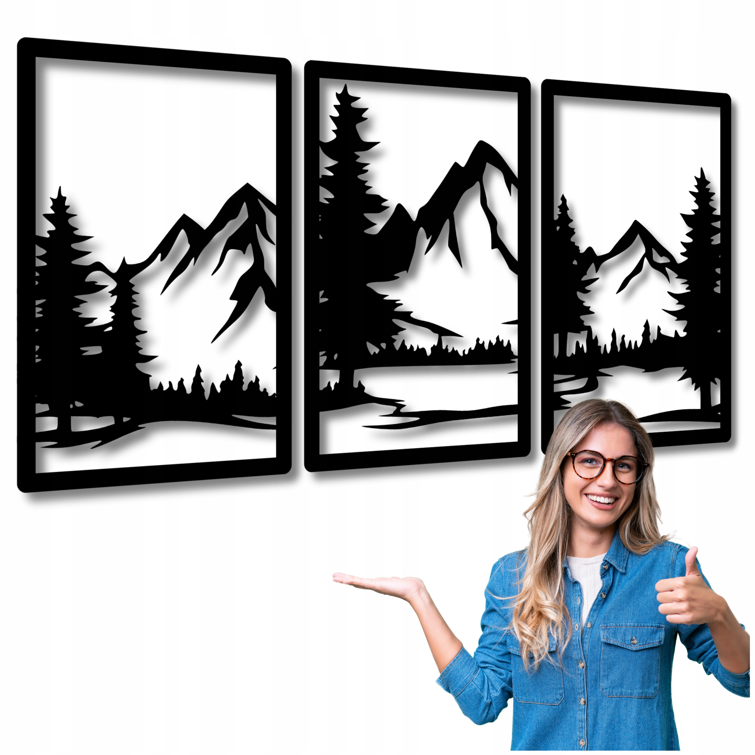 Ažurový Obraz Hory 150x75 cm Obrazy Do Obývacího Pokoje Obraz Na Zeď Triptych Hora