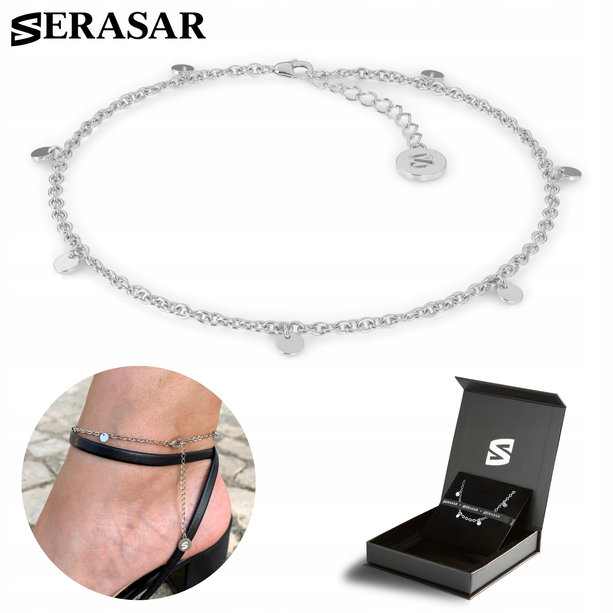 Serasar, náramek na kotník ze stříbra ryzosti 925 [Coin] barva stříbrná