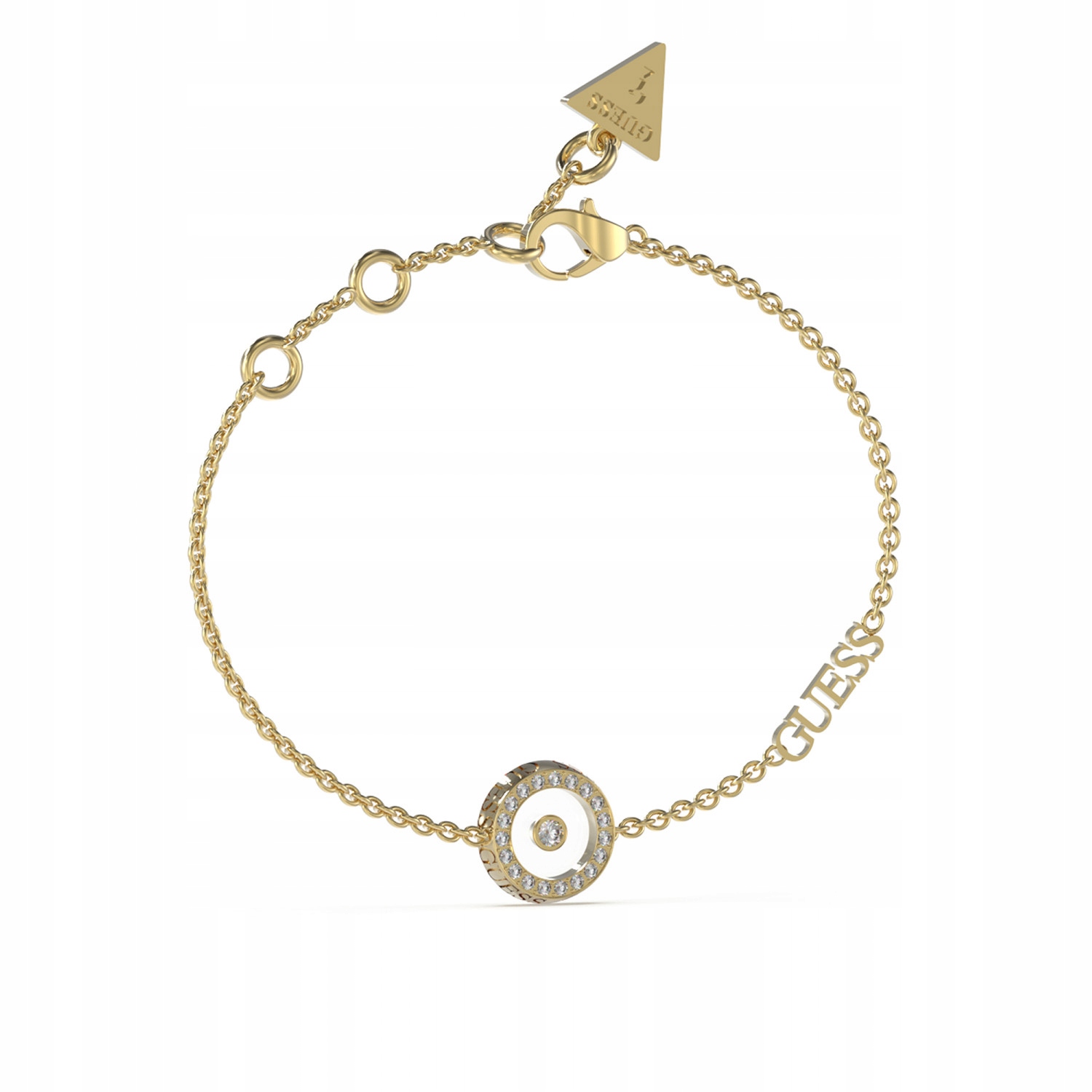 Dámský zlatý náramek Guess zirkon, kolečko