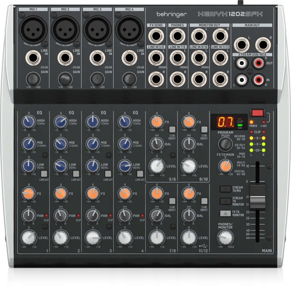 Behringer Xenyx 1202SFX – 12kanálový kompaktní analogový mixážní pult