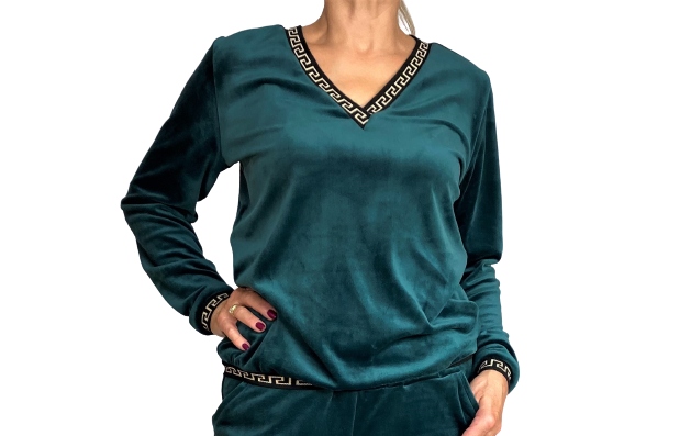 

Bluza Welurowa Zielona "V" 38 40