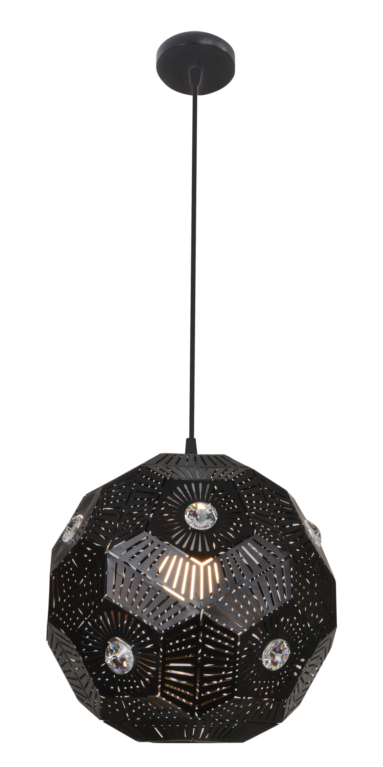 Čierna lampa s kryštálikmi E27 Euphoria Candellux