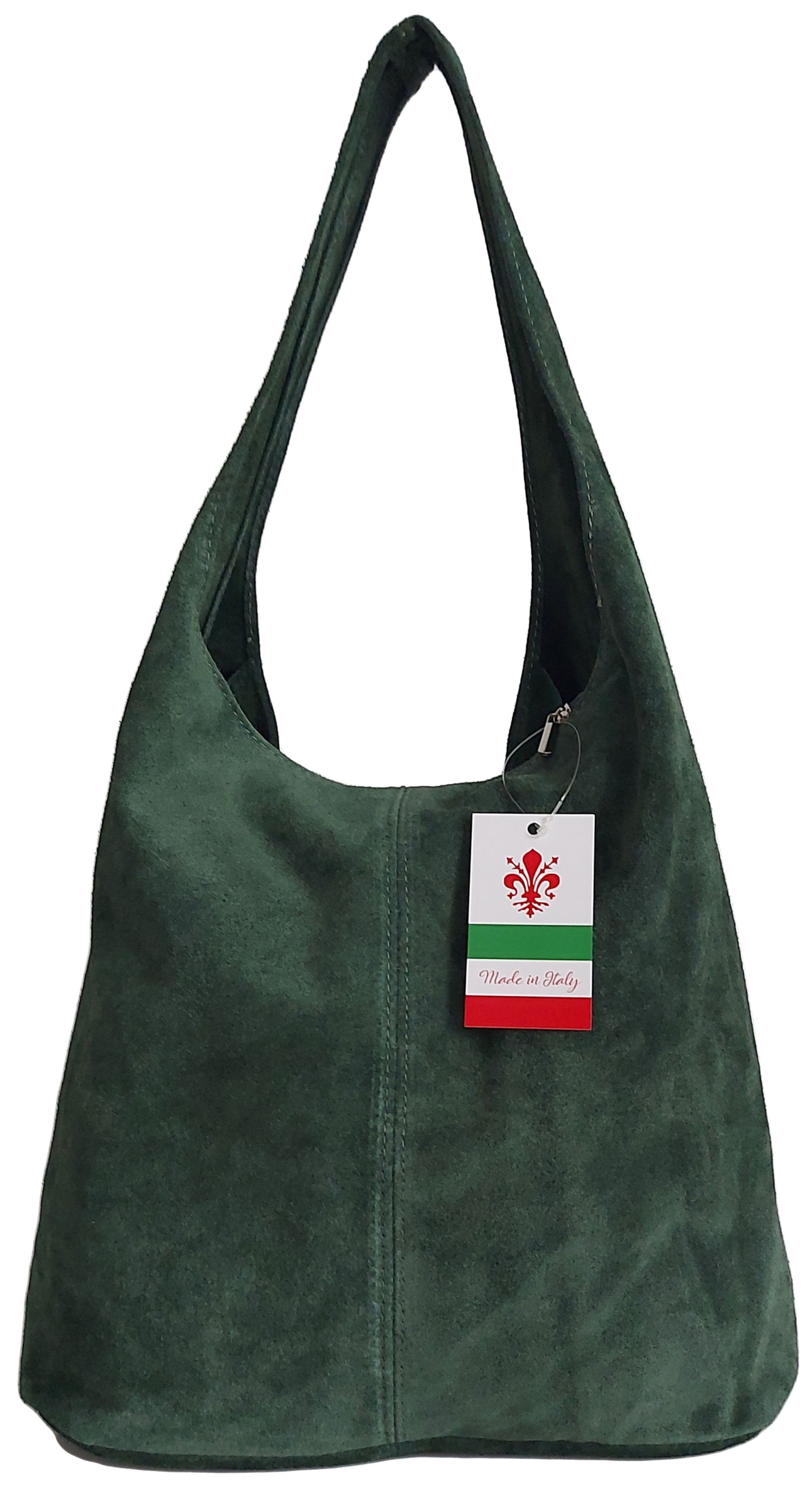 Semišová italská nákupní taška na rameno Vera Pelle Zelená