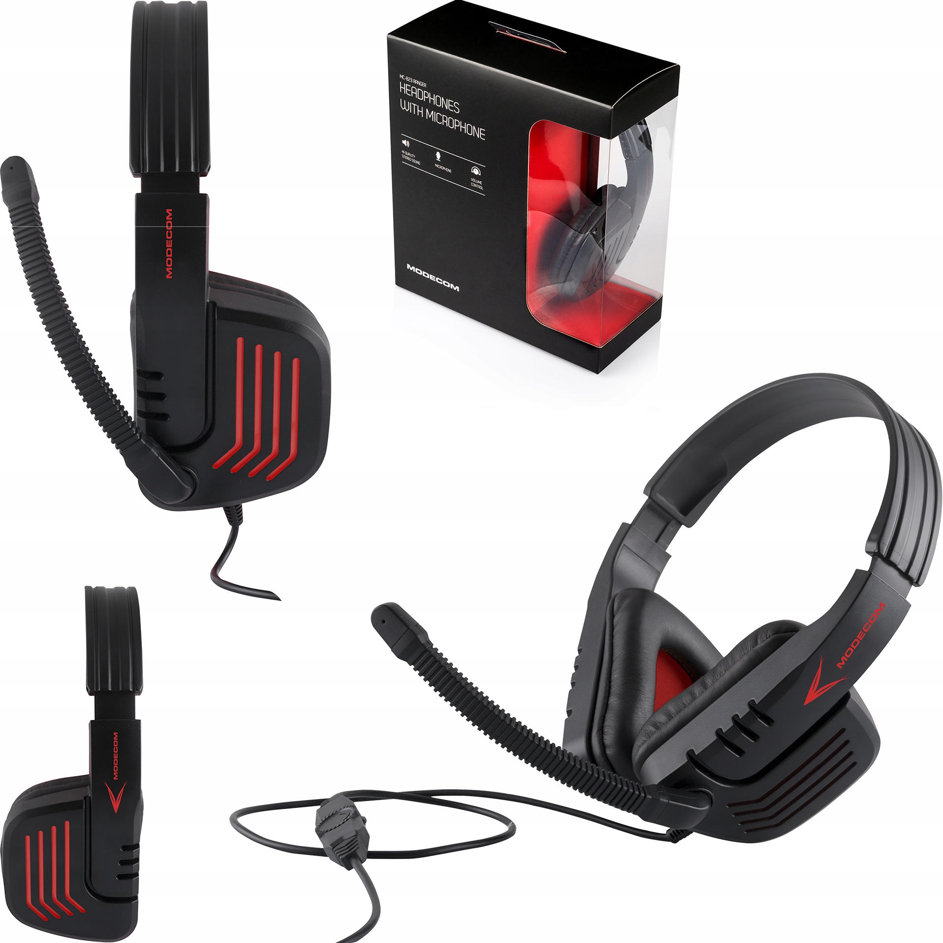 SŁUCHAWKI GAMINGOWE Z MIKROFONEM NA PAŁĄKU - MODECOM VOLCANO MC-823 RANGER Kolor czarny