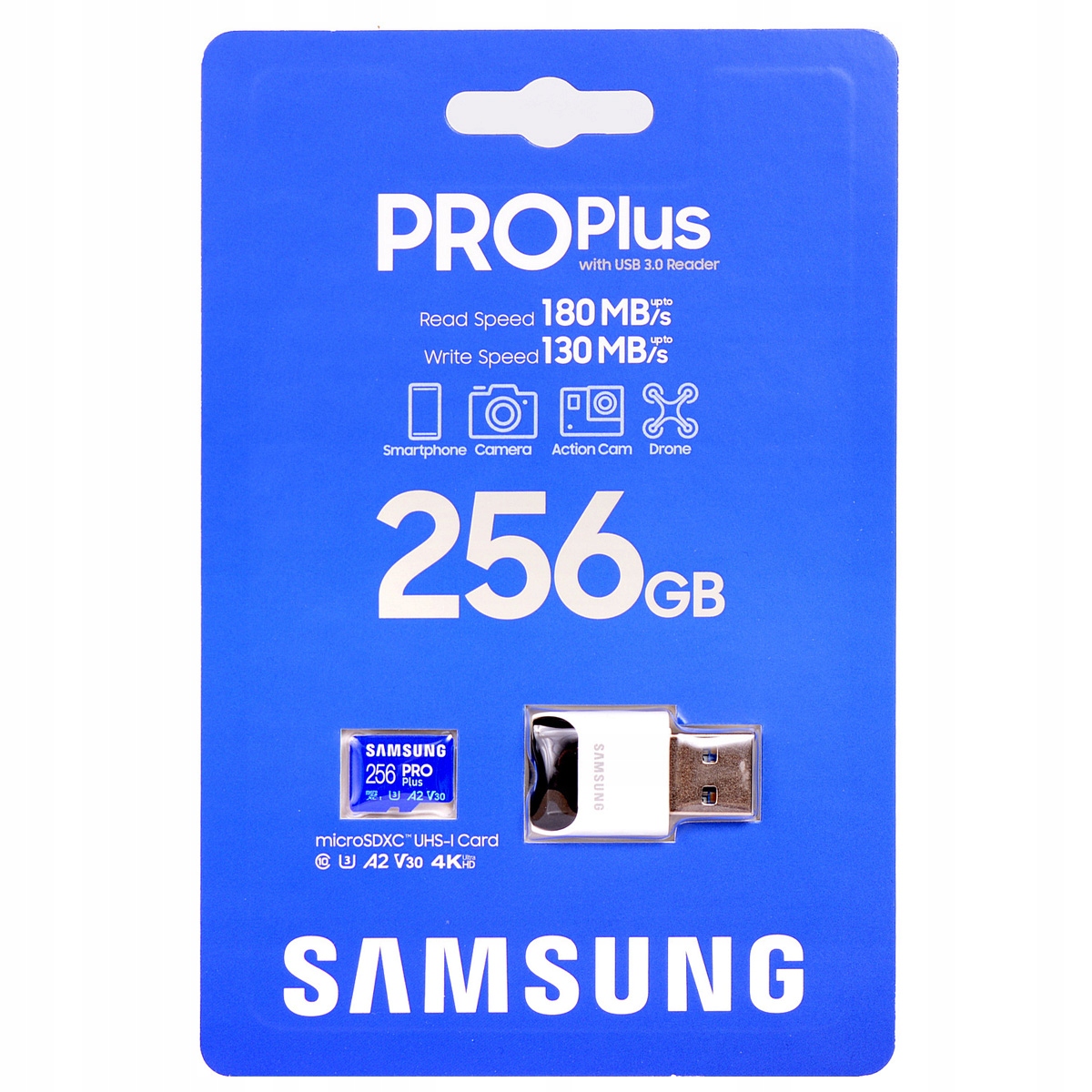 KARTA Samsung Pro PLUS 2023 microSDXC 256GB UHS-I U3 + czytnik kart pamięci Kod producenta MB-MD256KB/WW
