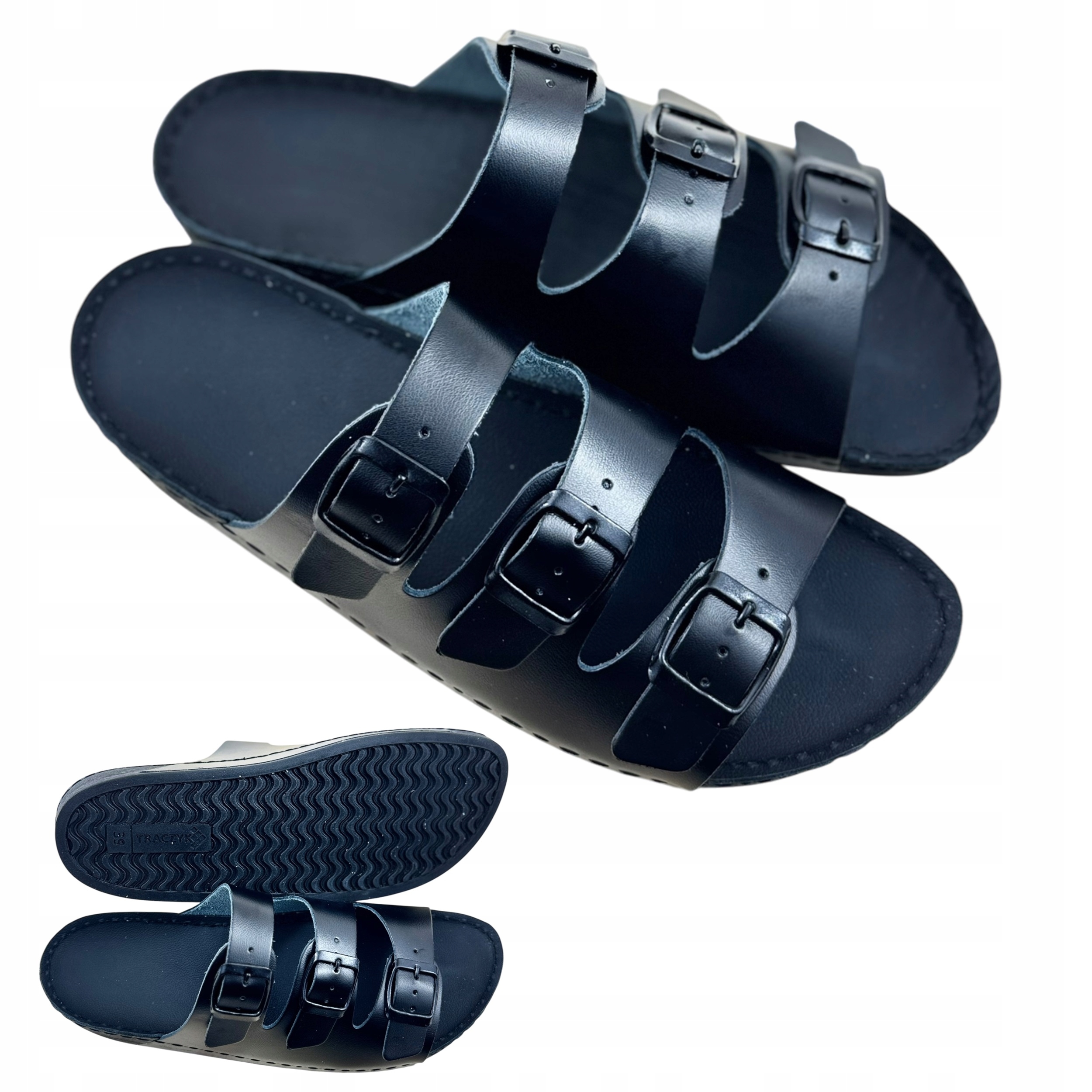 Kožené Nazouváky Nastavitelné Černé Profilované Výrobce vel. 37