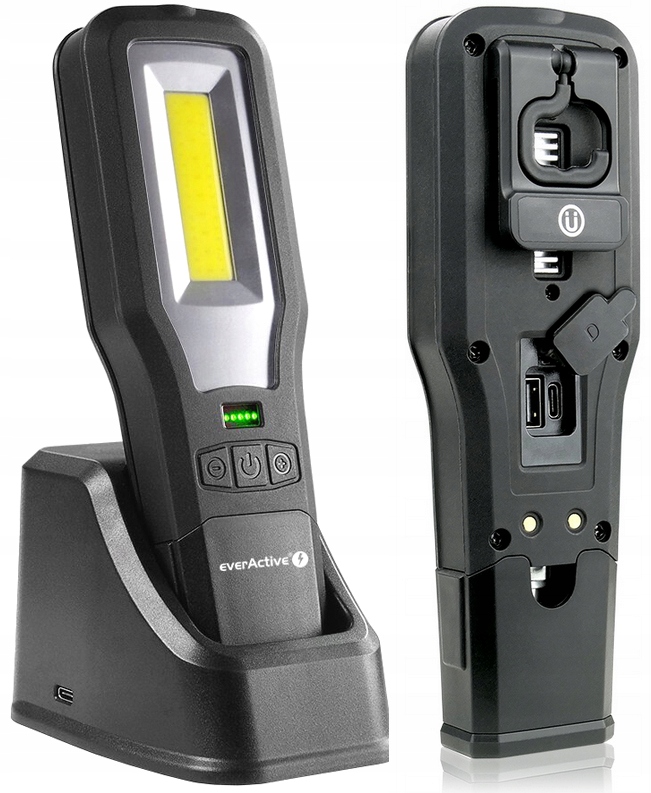 Akumulatorowa Latarka Warsztatowa Mocna Usb-c Led Magnes Ze Stacją Dokującą