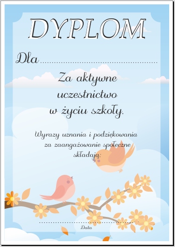 

Dyplom Podziękowania Dla Rodziców Szkoła (A4)