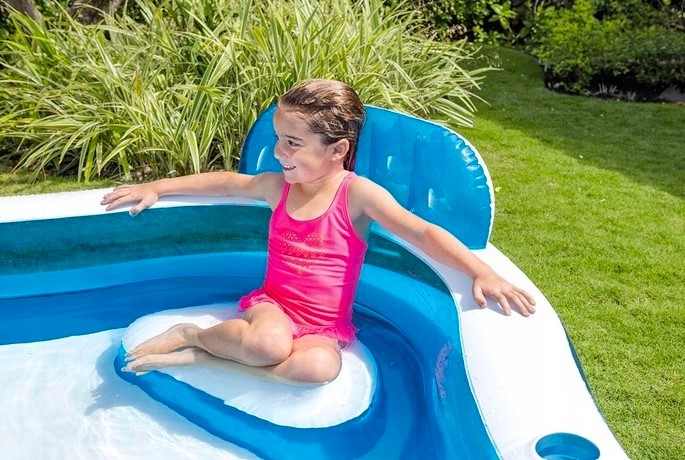 BASEN OGRODOWY DLA DZIECI INTEX DMUCHANY XXL DUŻY Z SIEDZENIEM 990l+ POMPKA Marka Intex