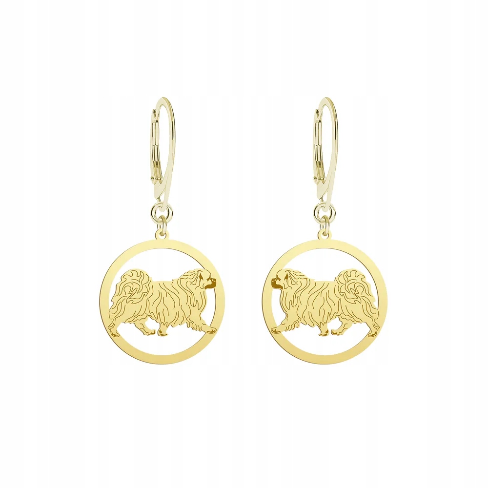 Náušnice Zlaté se psem Tibetský španěl 925 Dárek Žena Gravírování Bonus