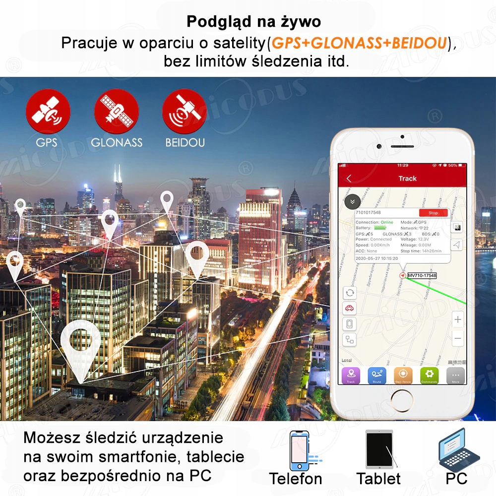LOKALIZATOR GPS MICODUS ML920G PODSŁUCH 60DNI SILNY MAGNES BEZ ABONAMENTU Model ML920G