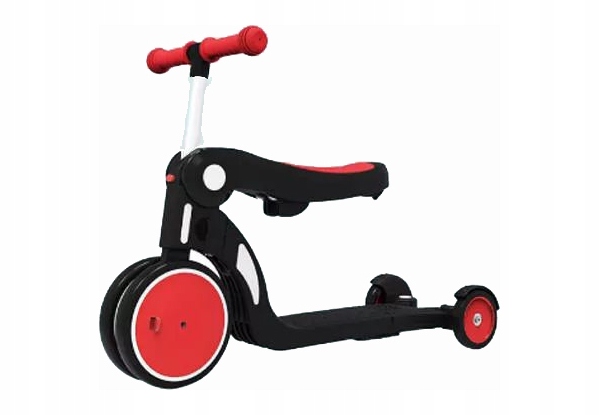 BeBehoo Trójkołowa Hulajnoga Rowerek Pojazd Dziecięcy Czerwony 5w1 2-6 lat