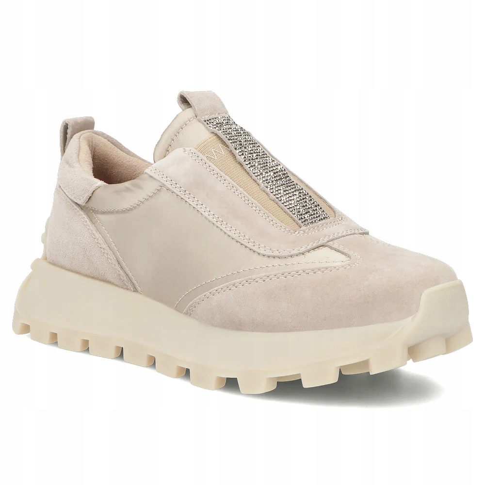 Skórzane sneakersy damskie Filippo buty na platformie beżowe r.41