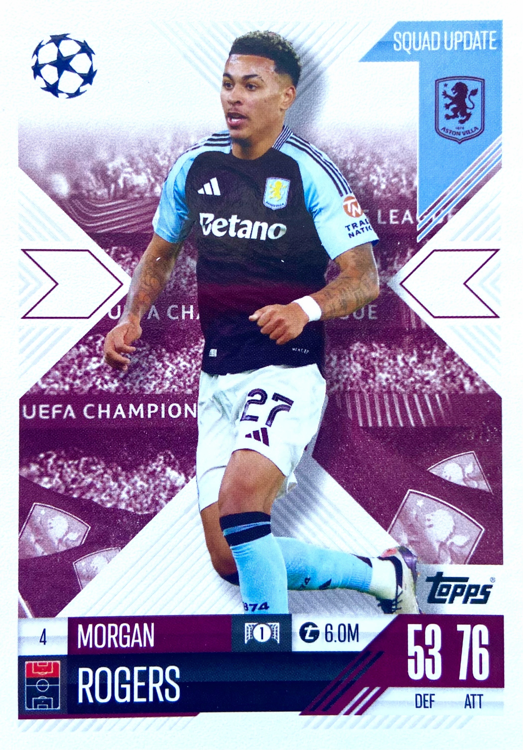 Match Attax Extra 2024/25 2025 4 Morgan Rogers Aston Villa