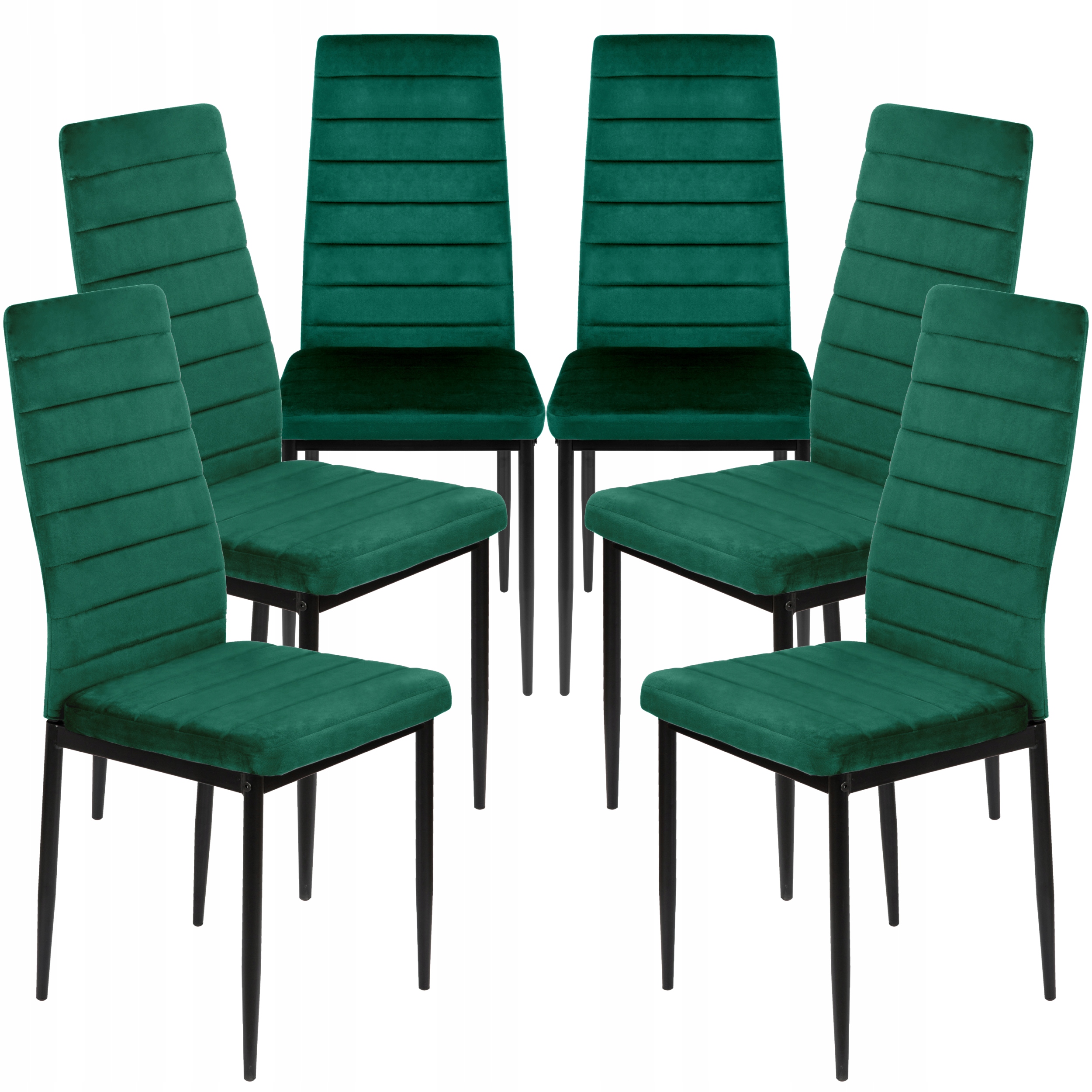 6 x Krzesło Zielone Welur Velvet Tapicerowane Salon Jadalnia Vito