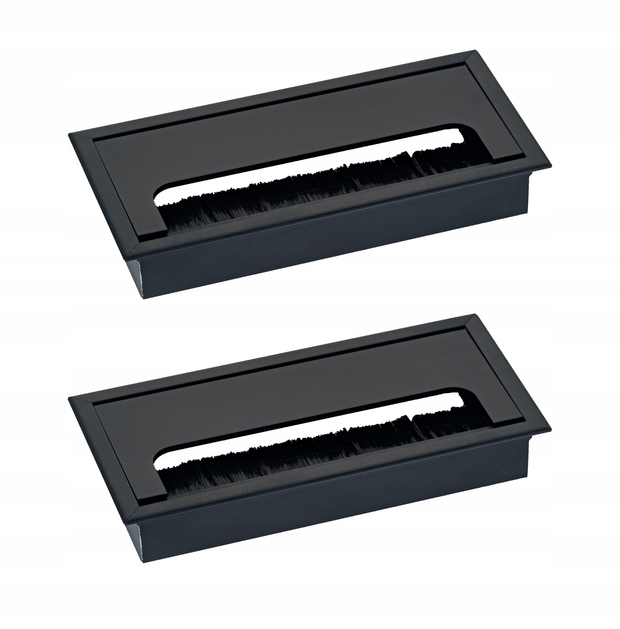 2 x Kovová Kabelová Průchodka Černá 160 x 80 mm