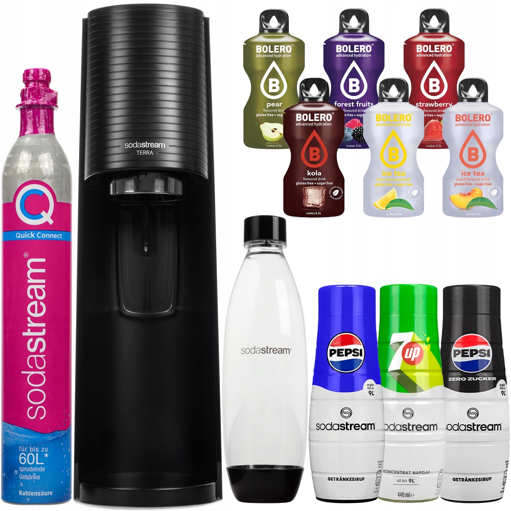 Saturátor Na Vodu Sodastream Terra Sirupy Pepsi Mirinda 7UP Vrecúška