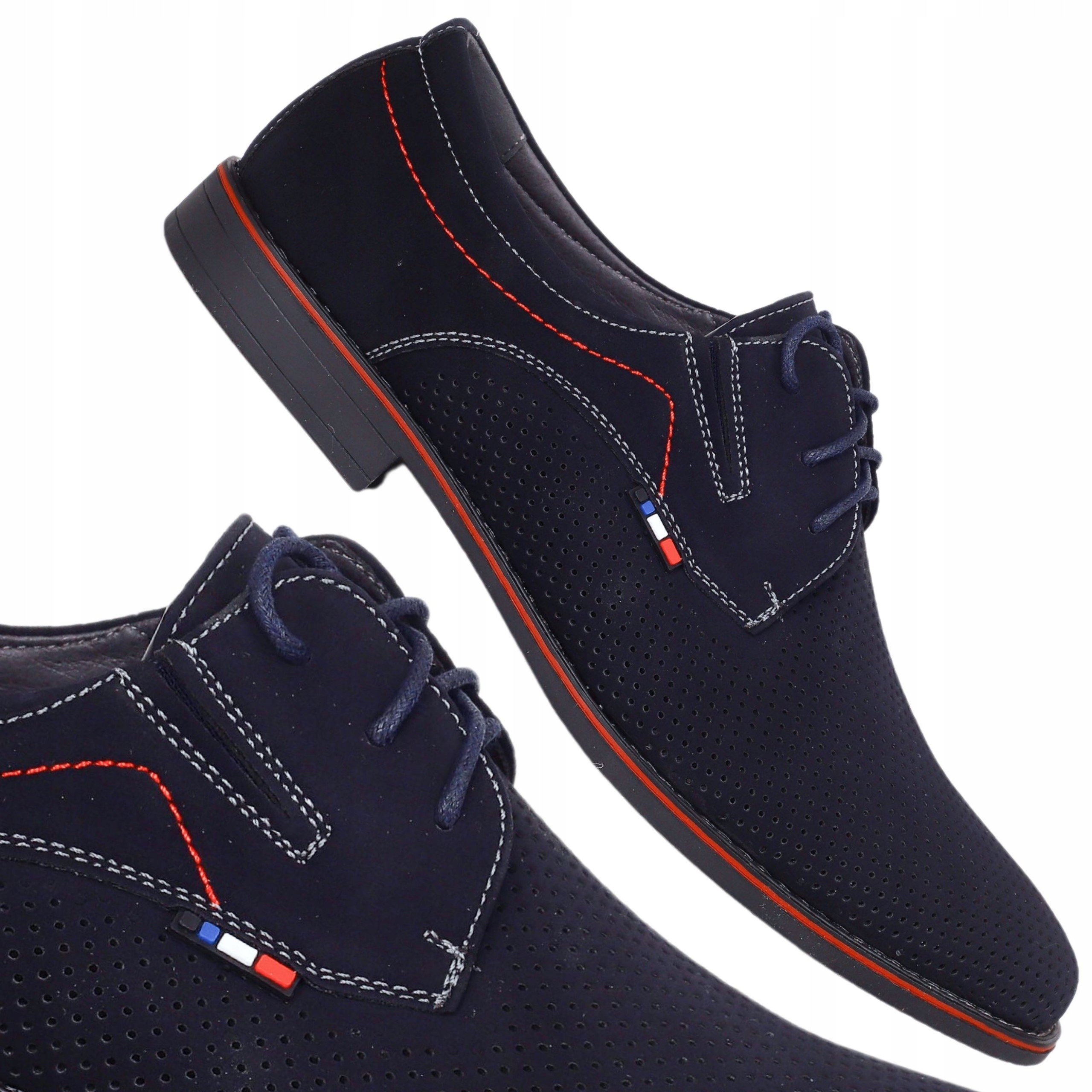 MĘSKIE BUTY AŻUROWE PANTOFLE WIZYTOWE LEKKIE MOKASYNY WIĄZANE Rozmiar 42