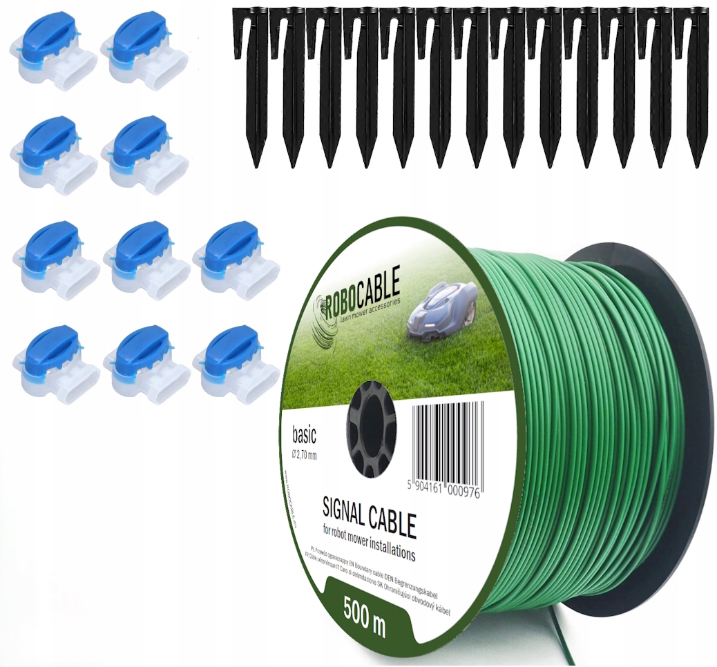 Kabel pro omezení robotické sekačky Sada 500 m Robocable kolíky
