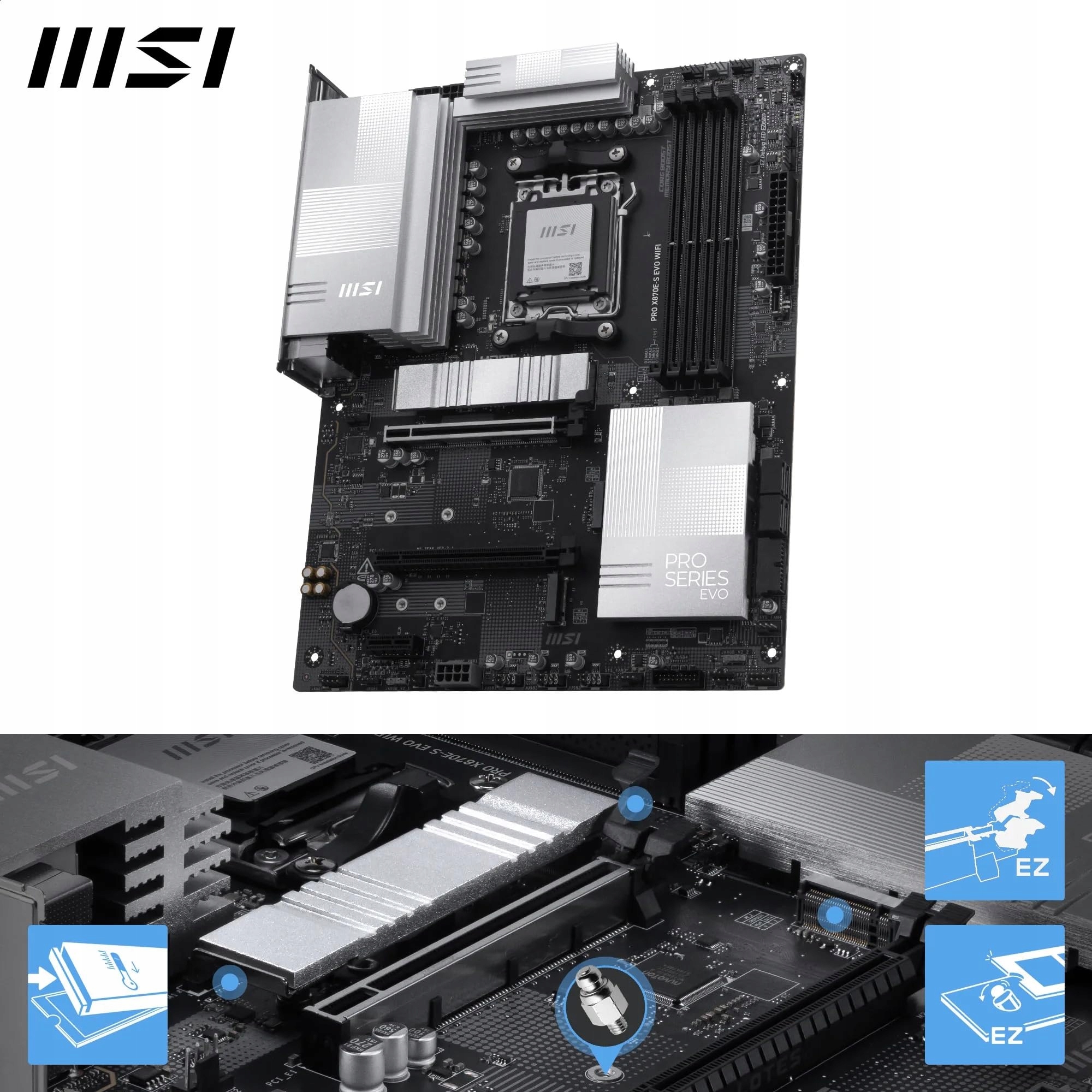 MSI PRO X870E-S EVO WiFi Płyta Główna AM5 DDR5 PCIe 5.0 — miniatura 3
