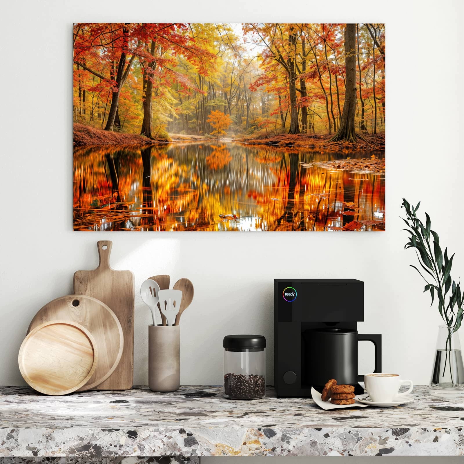 Magnetická tabule Podzimní les Jezero 90 × 60 cm