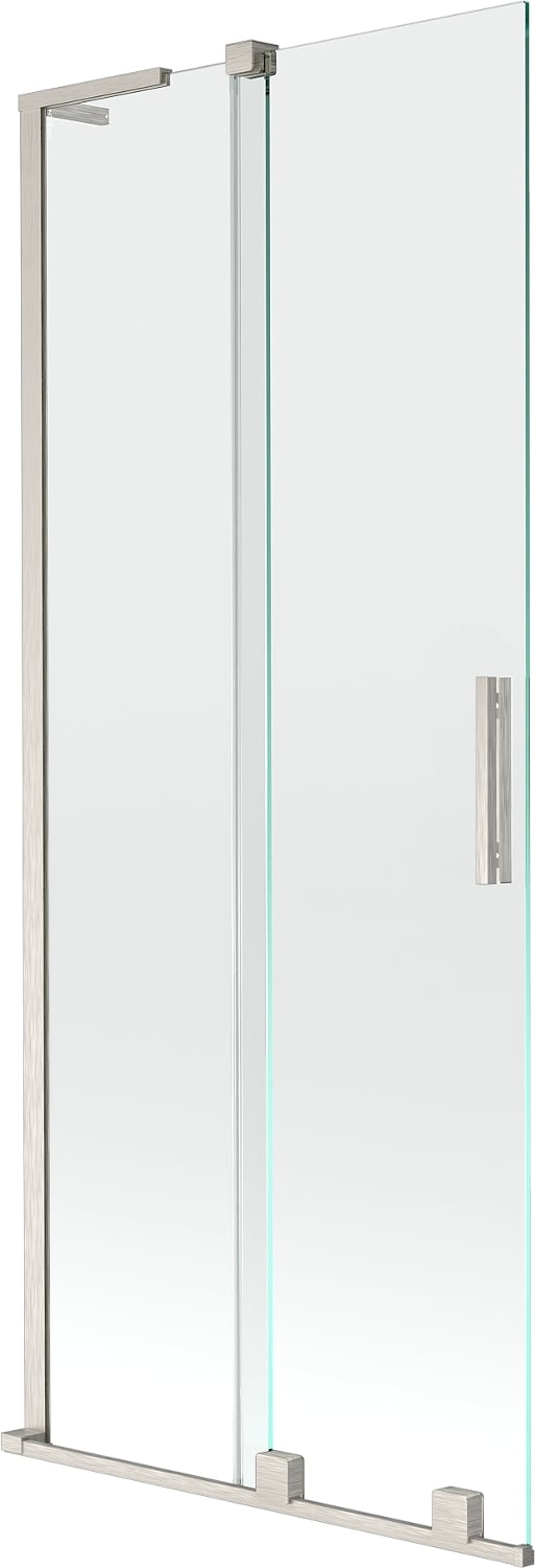 Mexen Velar L dvoukřídlá vanová zástěna 85x150 cm, čiré sklo, kartáčovaný n