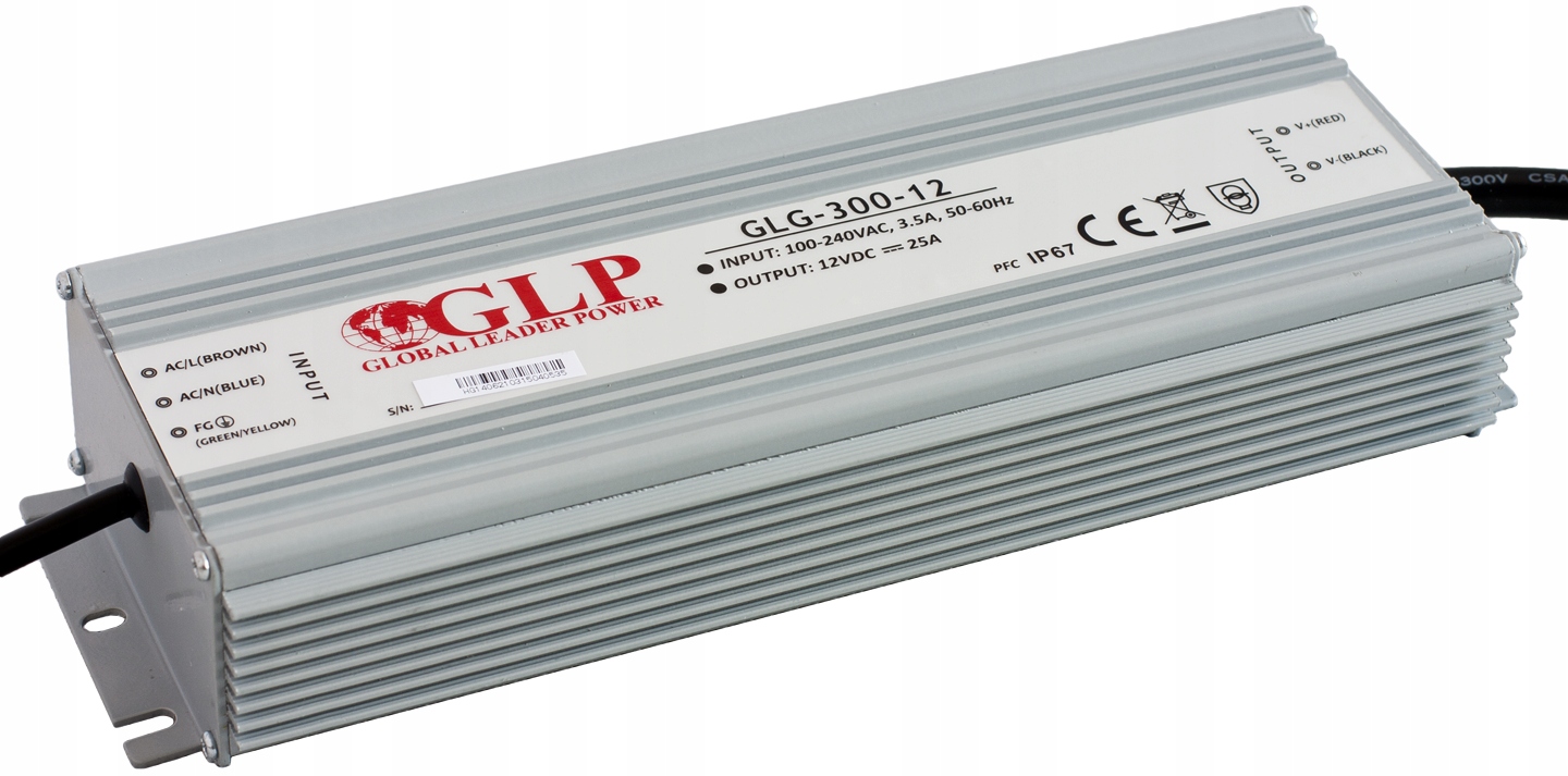 Zewenętrzny Zasilacz Stałonapięciowy Oświetlenie Led IP67 12V 300W Pfc Glp
