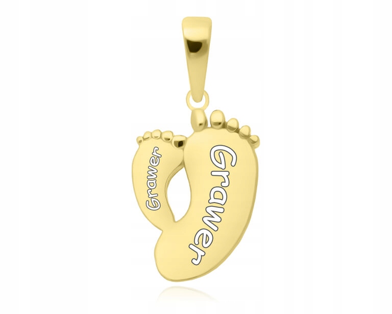 Zlatý přívěsek na nohy Gravírování 585 Přívěsek pro ženy jako Dárek