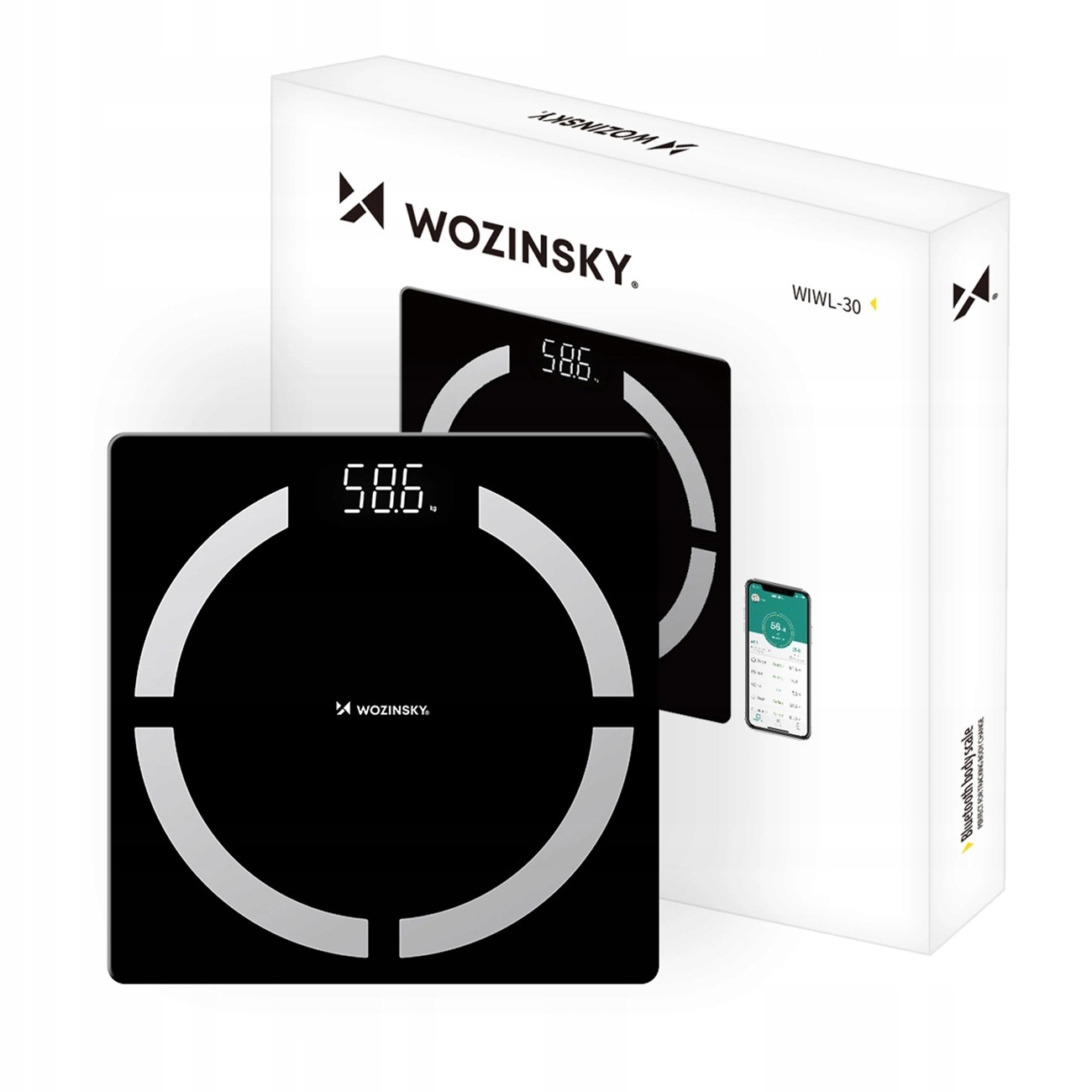 Waga łazienkowa Wozinsky WIWL-30 inteligentna Bluetooth czarna