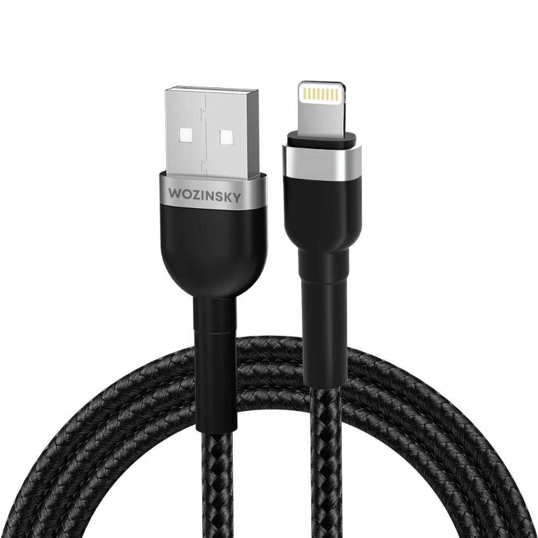 Kabel przewód do iPhone w oplocie Usb-a Lightning 2.4A 1m czarny